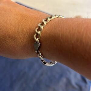 Made in Italy sterling silver double link charm bracelet